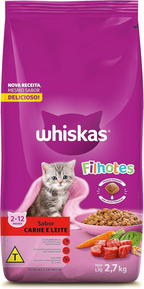 Whiskas, Ração Whiskas Carne E Leite Gatos Filhotes, 2,7 Kg