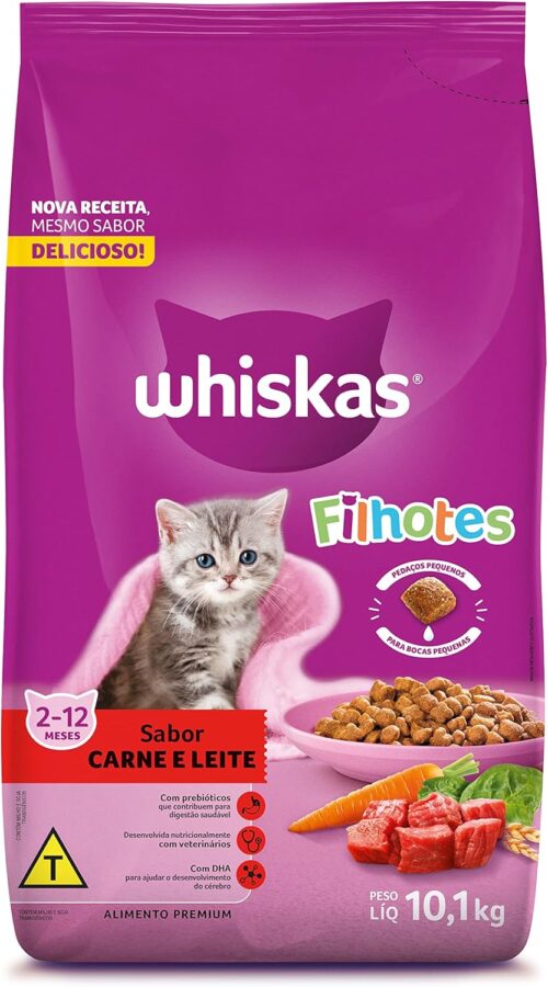 whiskas Ração Whiskas Carne E Leite Para Gatos Filhotes 10 1 Kg