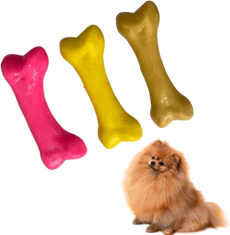 Osso Mastigável de Borracha Macia para Cachorro,Cães e Pets, Pequenos e Médios, Aromatizado com Frango, Jabuticaba, Bacon, Tutti-frutt, Banana, e Menta, Maleável, Antistress, 9x3cm- Sabores Sortidos
